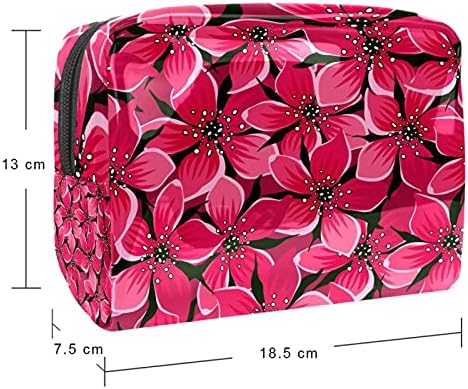 Makyaj çantası pembe çiçekler çiçek baskı seyahat depolama tuvalet kozmetik çantası kadın kızlar için