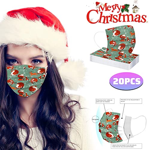 Yetişkinler Tek Kullanımlık Yüz Maskesi Toz Geçirmez Nefes Yüz Kaplama Noel Noel Baba Geyik Baskı Erkekler Kadınlar için Açık