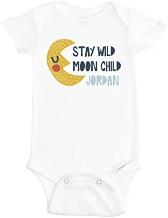 Kalmak Vahşi Ay Çocuk Bebek Onesie-Kişiselleştirilmiş Boho Bebek Giysileri - Hippy Yenidoğan Bodysuit Erkek veya Kız İçin-Ay