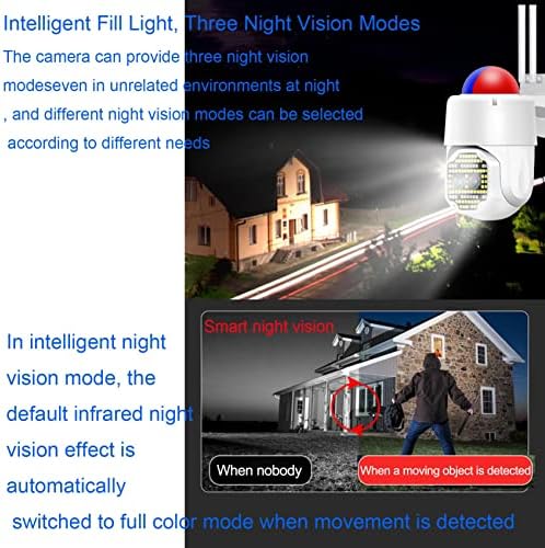 Ev Güvenlik Kamerası Açık Kablosuz WiFi Pan Tilt 355° Hareket Algılama ve Sirenler ile Spot Işığı, Renkli Gece Görüşü 1080P (Beyaz)