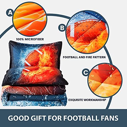 Litanika Futbol Yorgan Ikiz(66x90lnch), 2 Parça(1 Futbol Yorgan ve 1 Yastık Kılıfı) 3D Spor Futbol Yorgan Seti Mikrofiber Yatak