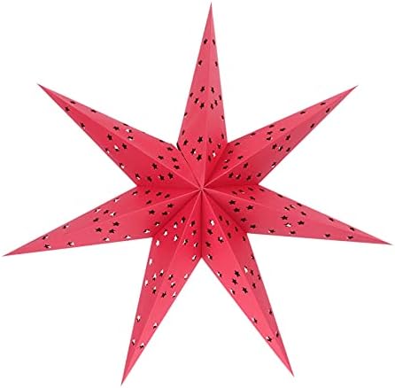Lurrose Noel Kağıt Yıldız Fener 7 Sivri Yıldız Kağıt Fener Abajur Tavan Kağıt Abajur Yıldız Asılı Dekorasyon için Noel Düğün