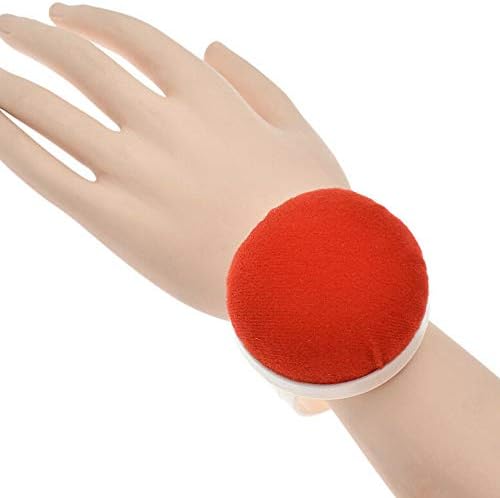 Acxico 2 Adet Kırmızı Top Şekli Bilek İğne Pin Yastık Giyilebilir Pincushions DIY El Sanatları Dikiş Aksesuarları