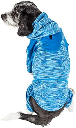 Pet Life ® Active 'Downward Dog' Heathered Performance 4 Yönlü Streç İki Tonlu Tam Vücut Isınma Kapüşonlu Sweatshirt, X-Large,
