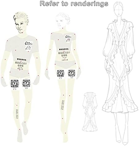 Newmind 2 Parça Dinamik Moda Cetvel Şablon Insan Vücudu Plastik Çizgi Çizim Fransız Eğrisi Dikiş Aracı Ölçüm Kağıt Taslak Drawin