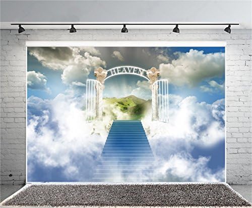 AOFOTO 5x3ft Merdiven Cennete Fotoğraf Arka Plan Cennet Kapısı Zemin Gökyüzü Bulutlar Merdiven Din Felsefi Konu Kilise Hıristiyan