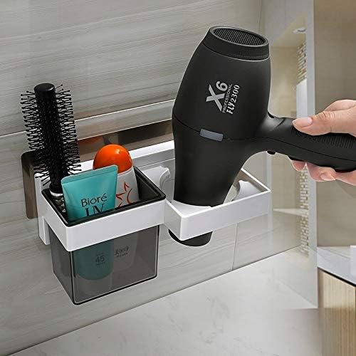 ZZWZM duş rafı, beyaz Plastik Banyo hiçbir Sondaj Duvar Asılı Saç kurutma makinesi Organizatör Depolama Rafları ile Güçlü Vantuz