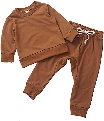 Gıcrk Basit Toddler Bebek Jogger Setleri Kız Erkek Çocuklar nötr Giysileri Rahat Uzun Kollu Tişörtü Tops Pantolon Kıyafetler