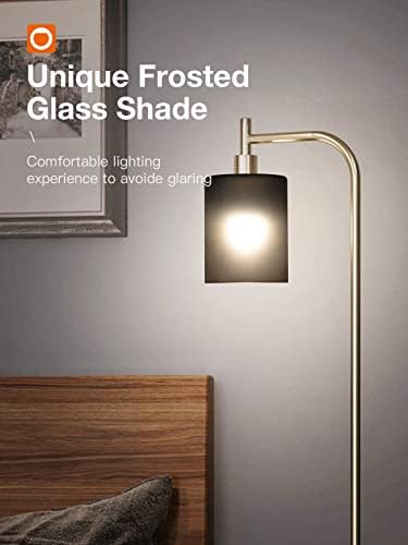 addlon LED Zemin Lambası, Yatak Odası ve Oturma Odası için Mat Siyah Asılı Cam Abajur, Uzaktan Kumanda Karartma ve Renk Sıcaklığı