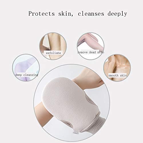2 Paket Banyo eldiven Mitt Peeling ve vücut Scrubber lif kabağı cilt masaj duş sünger havlu için (Beyaz)