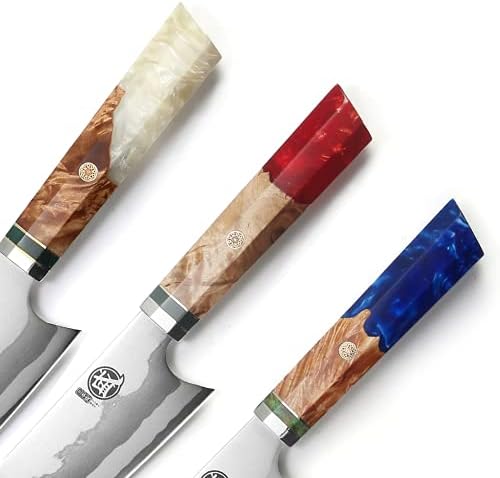 MITSUMOTO SAKARİ 8 inç Japon Kiritsuke Şef Bıçağı, El Dövme 67 Katmanlar 440C Şam Çelik Mutfak Bıçakları, Profesyonel Et Suşi