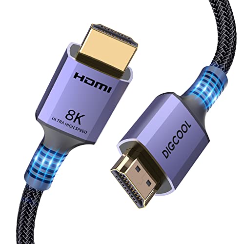 8K HDMI Kablosu 3.3 FT / 1M, DİGCOOL HDMI 2.1 Örgülü Kablo 48Gbps 4K @ 120Hz 8K@60Hz, HDCP 2.2 2.3, Dinamik HDR, AVR UHD TV,