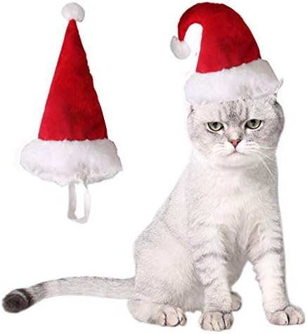 ANAİC Pet Noel Şapka Köpek Santa Cap ile Beyaz Ponpon Kedi Noel Başlık Doggy Sevimli Aksesuarları