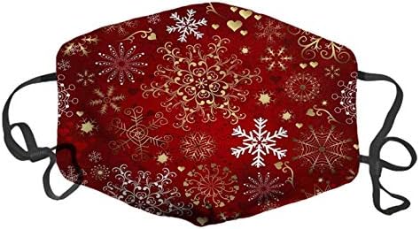 LuxSweet Noel Kırmızı Dikişsiz Desen ile Altın ve Beyaz Kar Taneleri Moda Yüz Dekoratif Yıkanabilir Kullanımlık Rüzgar Geçirmez