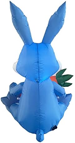 DİNYEBW 4ft Paskalya şişme tavşan led ışıkları ile Sevimli şişme tavşan Holding havuç şişme paskalya süslemeleri için Yard çim