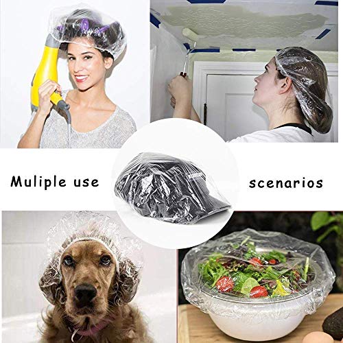 100 Paket Şeffaf Plastik Saç Kapakları, Elastik Banyo Kapakları, Kadınlar için Tek Kullanımlık Duş Başlıkları, Ev Kullanımı,
