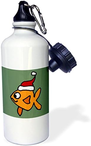 3dRose Komik Goldfish Giyen Noel Baba Şapka Noel Sanat-Spor Su Şişesi, 21 oz, Renkli