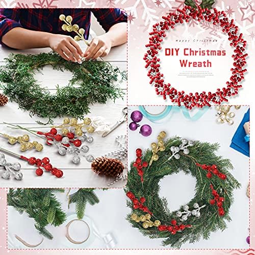 30 Parça Noel Glitter Meyveleri DIY Noel Çelenk Seçtikleri Glitter Meyveleri Kaynaklanıyor 7 İnç Yapay Çilek Noel Ağacı Seçtikleri