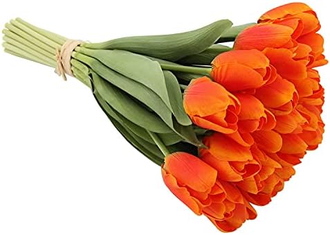 20 ADET turuncu yapay laleler 14 ipek çiçek buketi ev partisi düğün dekorasyon için