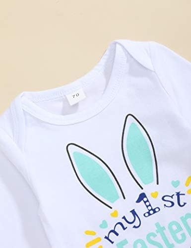 Benim 1st Paskalya Kıyafetler Bebek Erkek Bebek Kız Mektup Baskı Romper Bunny Pantolon ıle Şapka Ilk Paskalya Giyim Setleri