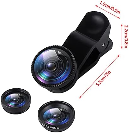 FAFAN Lens Kiti,3 in 1 Klip 180 °Balık Gözü Lens + 0.67 X Geniş Açı + 10X Makro Lens Cep Telefonu Kamera Lens Moment Lens Makro