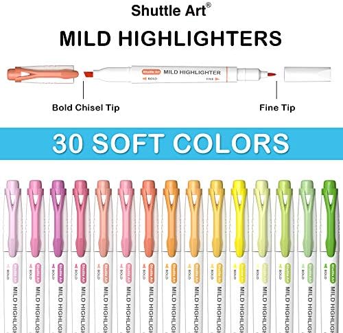 30 Renk Vurgulayıcı, Pastel Vurgulayıcı Kalemler Çeşitli Renkler, Çift Uçlu Hafif Renk Vurgulayıcı İşaretleyiciler, Gençler,