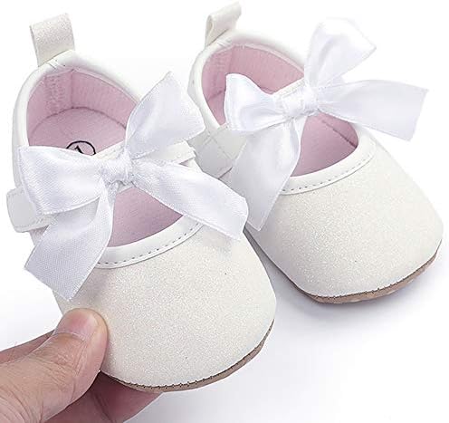 Timaego Bebek Bebek Kız Mary Jane Flats Bownot ıle Kaymaz Yumuşak Taban Yenidoğan Toddler Ilk Yürüteç Düğün Prenses Elbise Ayakkabı