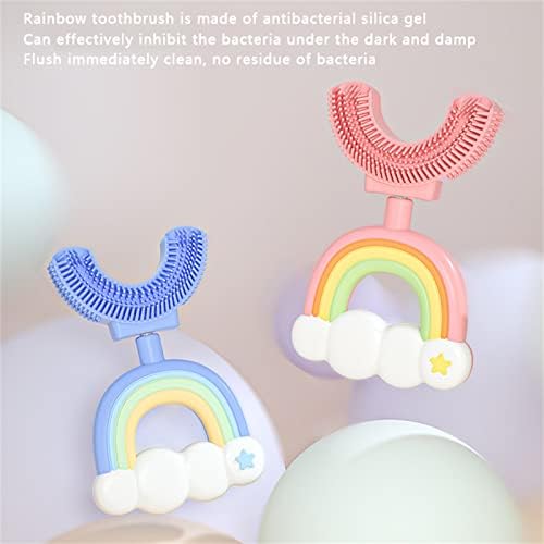 Çocuk U Şekilli Diş Fırçası Silikon Fırça Kafası Bulutlar Gökkuşağı Bebek Çocuk Diş Fırçası Temizleme Diş Fırçası Tasarım Bebekler