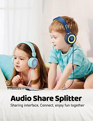 VotYoung Çocuk Mikrofonlu Kulaklıklar, 91dB Ses Sınırına Sahip Hafif Kulak İçi Kulaklık ve Çocuk Kız Erkek Çocuklar için Paylaşım