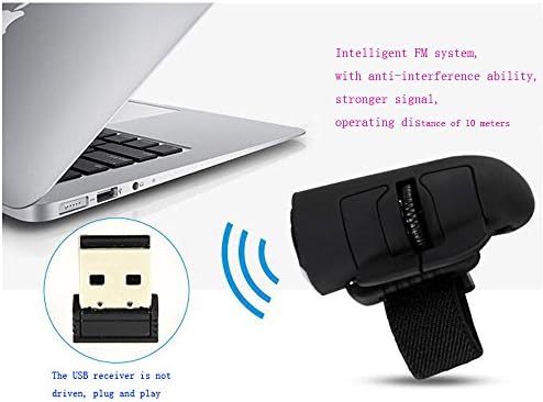 Bestdo Yüksek Hızlı Mini 2.4 GHz USB Kablosuz Tembel Parmak Yüzük Optik Fare 1600 Dpı PC Dizüstü Masaüstü ıçin (Siyah)