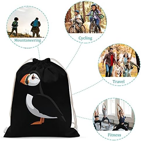 Atlantik Puffin tuval ipli sırt çantası basit stil omuz çantası Tote sırt çantası spor salonu plaj spor için