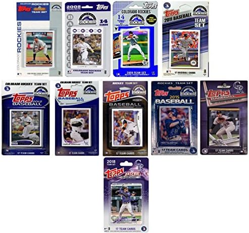 C & I Collectables MLB Colorado Rockies Mens ROCKİES1018TSMLB Colorado Rockies 10 Farklı Lisanslı Ticaret Kartı Takım Setleri,