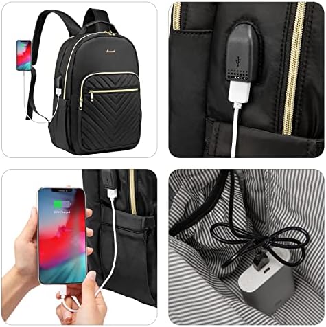 Kadınlar için Laptop Sırt Çantası, LOVEVOOK Moda Seyahat Sırt Çantaları 15.6 İnç Öğretmen Bilgisayar Çantası USB Şarj Portu ile