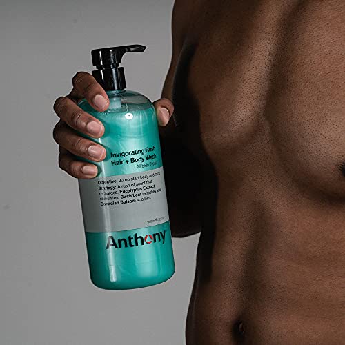 Anthony Erkek Vücut Yıkama ve Şampuan: Canlandırıcı Rush 2'si 1 Arada Sıvı Jel Sabun ve Saç Şampuanı-Çam Ağacı Kokusu Okaliptüs
