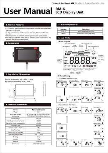 SRNE RM-6 Uzaktan Metre LCD Ekran Ünitesi Uygulanabilir Modeller Denetleyici MC2420N10 MC2430N10 MC2440N10 MC2450N10 vb MC Serisi