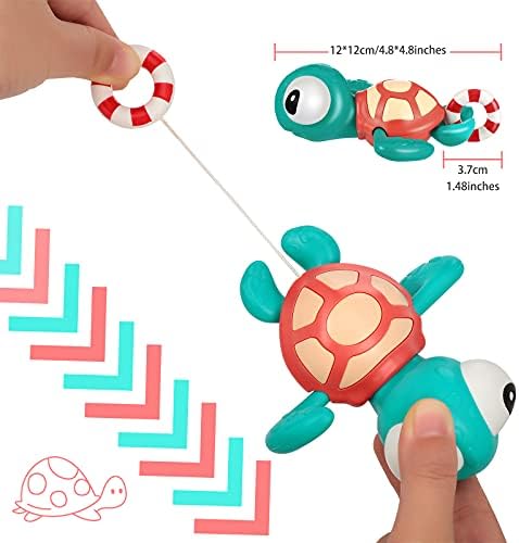 3 Adet Banyo oyuncakları Rüzgar Yüzme Deniz Kaplumbağaları Çekme Halatı Banyo Oyuncak Sevimli Yüzme Kaplumbağa Erkek Kız için