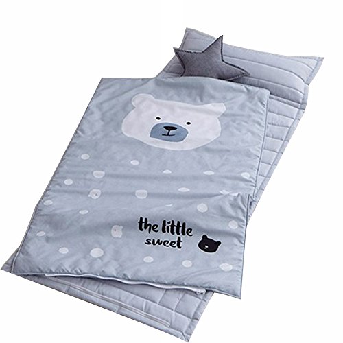 [Naradeco] Şekerleme Mat Pad Yorgan Kapak Yastık ile Yarı Mikro Kumaş Bebek Bebe Çocuklar için (Gri)