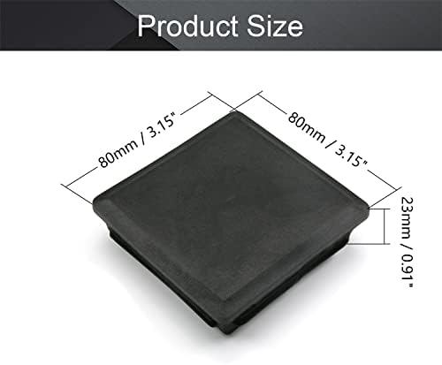 Momax 12 PCS 3.15 x 3.15 (Uxg) plastik Boru Fiş Kare Post End Caps için Küpeşte Merdiven Newel Korkuluk Tüp Siyah