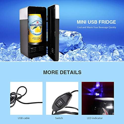 AODD Mini USB buzdolabı soğutucu, 2 in 1 Mini buzdolabı, Soğutma ve ısı fonksiyonu ile, dahili LED göstergesi, kullanımı kolay,