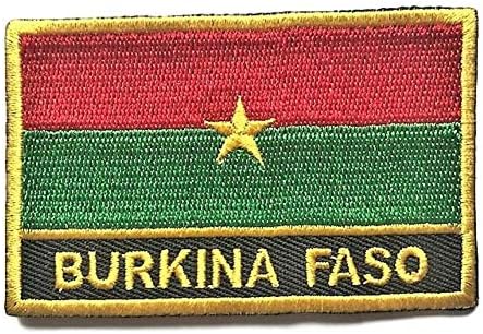 Burkina Faso Bayrak Yama / Ulusal İşlemeli Demir-On Seyahat Yamalar (Burkina Faso dikmek-on w/ Kelimeler, 2 x 3)