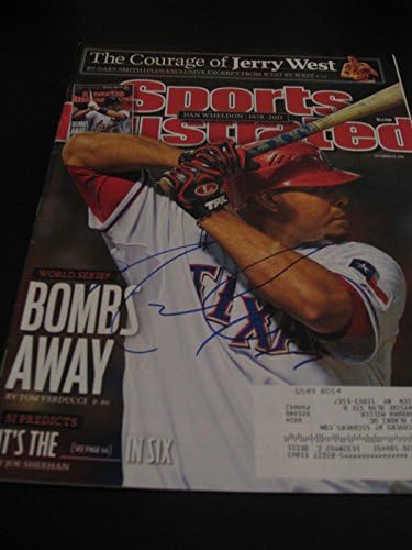 Nelson Cruz İmzalı İmzalı Sports Illustrated Texas Rangers Şahsen Coa B İmzalı Major League BASEBALL Dergileri