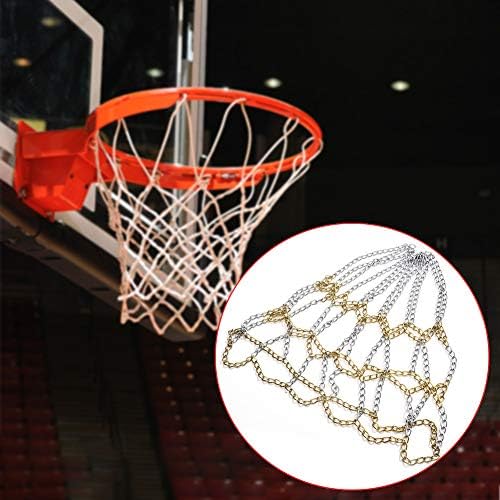 PXRJE Basketbol Net, Çelik Zincir Basketbol Net Basketbol Hoop Spor Malzemeleri Pas Geçirmez, 12 Kanca ile Çemberler için.(Siyah
