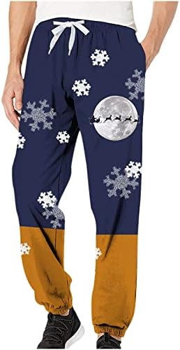 happyYEE Noel Pantolon Erkekler ıçin Artı Boyutu Rahat Elastik İpli Kişilik 3D Noel Dijital Baskı Eşofman Altı Pantolon