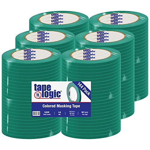 Poly Bag Guy Tape Logic Maskeleme Bandı, 4,9 Mil, 1/4 x 60 yds, Koyu Yeşil, 144 / Kutu