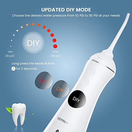 DIY Su Basıncı ile Dişler için akülü diş duşu, Vermon LED Diş Temizleyici Taşınabilir Şarj Edilebilir Dental oral İrigatör Seyahat