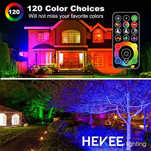 LED sel ışık, 400 W Eşdeğer RGBW Renk Değiştirme, DIY Strobe Modu, 120 Renk, Zamanlama, açık Projektörler 4000 Lümen, RGB 2700