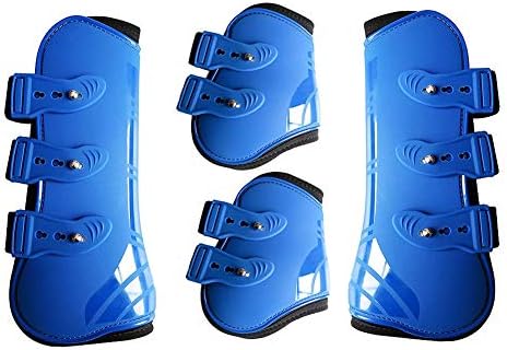 MAYiT At Tendon Çizmeler (4 adet - Ön ve Arka), PU Kabuk Tendon Fetlock Brace Guard Çizmeler Sürme için Şok Emici Atlama Rekabet