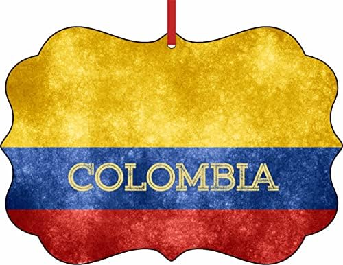 Kolombiya Bayrağı Süsleme-Grunge Tasarım Çift Taraflı Düz Benelüks Şekli Kolombiya Noel Ağacı Süsleri - Güney Amerika Kültürü