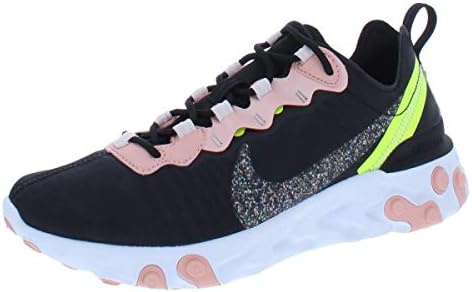 Nike Women's React Element 55 PRM Koşu Ayakkabısı, Siyah Volt Coral Stardust, 7,5 Birleşik Krallık