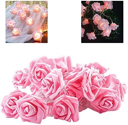 Dize ışıkları, gül çiçek dize ışıkları sevgililer günü için 20 Led romantik çiçek peri ışık pembe Sevgililer, parti, düğün, yatak